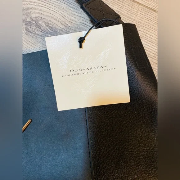 Donna Karan Cashmere Mist Black Gold Chain Hook Tote - Picture 2 of 5